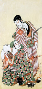 chikawa Danjūrō IV as Kagekiyo Disguised as the Chivalrous Maegami Sahei and Nakamura Utaemon I as Tōken Jūemon [Ippitsusai Buncho, 1769, from Musees Royaux d’Art Et d’Histoire, Brussels] Thumbnail Images
