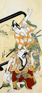 Matsumoto Kōshirō III as Soga-no-Gorō and Ichikawa Komazō II as Oniō [Ippitsusai Buncho, 1772, from Musees Royaux d’Art Et d’Histoire, Brussels] Thumbnail Images