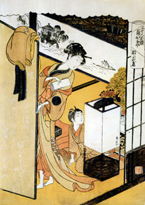 The Courtesan Nanaaya of Kadokana-ya, from the Representation (mitate) of the Thirty-six Great Poets series [Ippitsusai Buncho, 1764-1781, from Musees Royaux d’Art Et d’Histoire, Brussels] Thumbnail Images