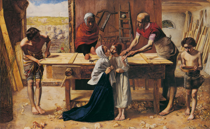 Christ in the House of His Parents (The Carpenter’s Shop) [John Everett Millais, 1849, from John Everett Millais Exhibition Catalogue]