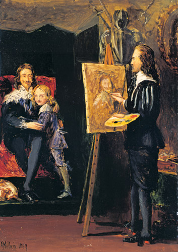 Charles I and his Son in the Studio of Van Dyck [John Everett Millais, 1849, from John Everett Millais Exhibition Catalogue]