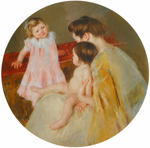 母親とふたりの子ども [メアリー・カサット, 1905年, メアリー・カサット展より] パブリックドメイン画像 
