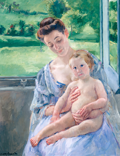 温室にいる子どもと母親 [メアリー・カサット, 1906年, メアリー・カサット展より] パブリックドメイン画像 