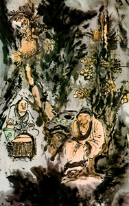 陸羽茶癖図（部分） [富岡鉄斎, 1924年, 現代日本美術全集1 富岡鉄斎より]のサムネイル画像