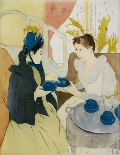 Afternoon Tea Party [Mary Cassatt, 1890-1891, from Mary Cassatt Retrospective]