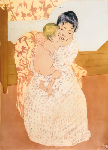 母の愛撫 [メアリー・カサット, 1890-1891年, メアリー・カサット展より] パブリックドメイン画像 
