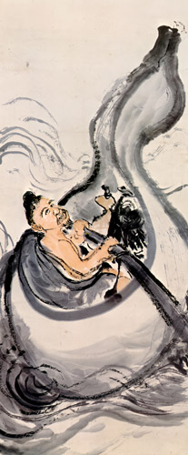一瓢千金図（部分） [富岡鉄斎, 1923年, 現代日本美術全集1 富岡鉄斎より] パブリックドメイン画像 