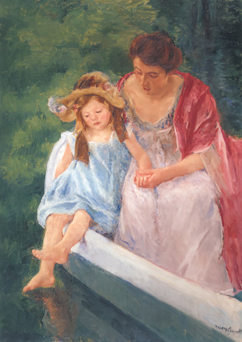ボートに乗る母と子 [メアリー・カサット, 1908年, メアリー・カサット展より] パブリックドメイン画像 