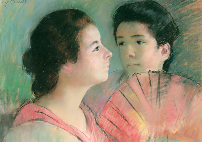 Two Sisters [Mary Cassatt, 1896, from Mary Cassatt Retrospective]