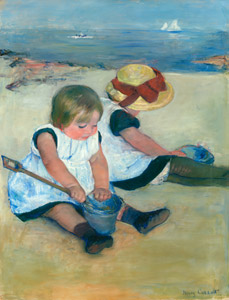 浜辺で遊ぶ子どもたち [メアリー・カサット, 1884年, メアリー・カサット展より]のサムネイル画像