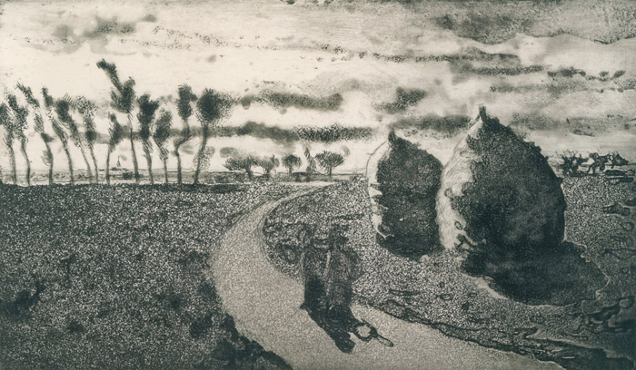 Twilight with Hayricks [Camille Pissarro, 1879, from Mary Cassatt Retrospective]