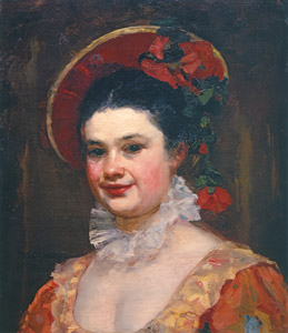 赤い帽子の女性 [メアリー・カサット, 1874-1875年, メアリー・カサット展より]のサムネイル画像