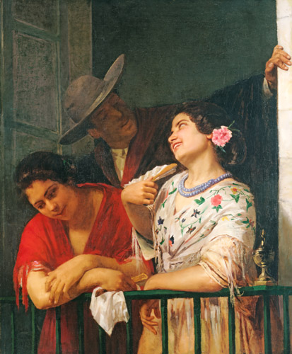 バルコニーにて [メアリー・カサット, 1873年, メアリー・カサット展より] パブリックドメイン画像 