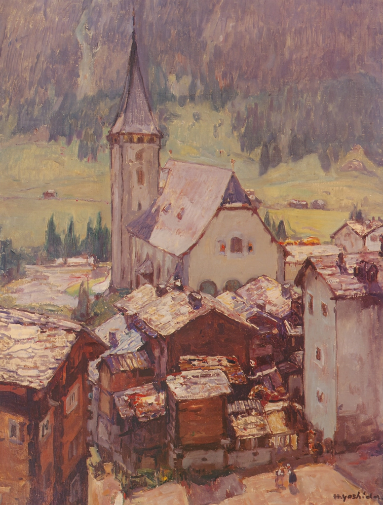 The Village in the Alps Mountains