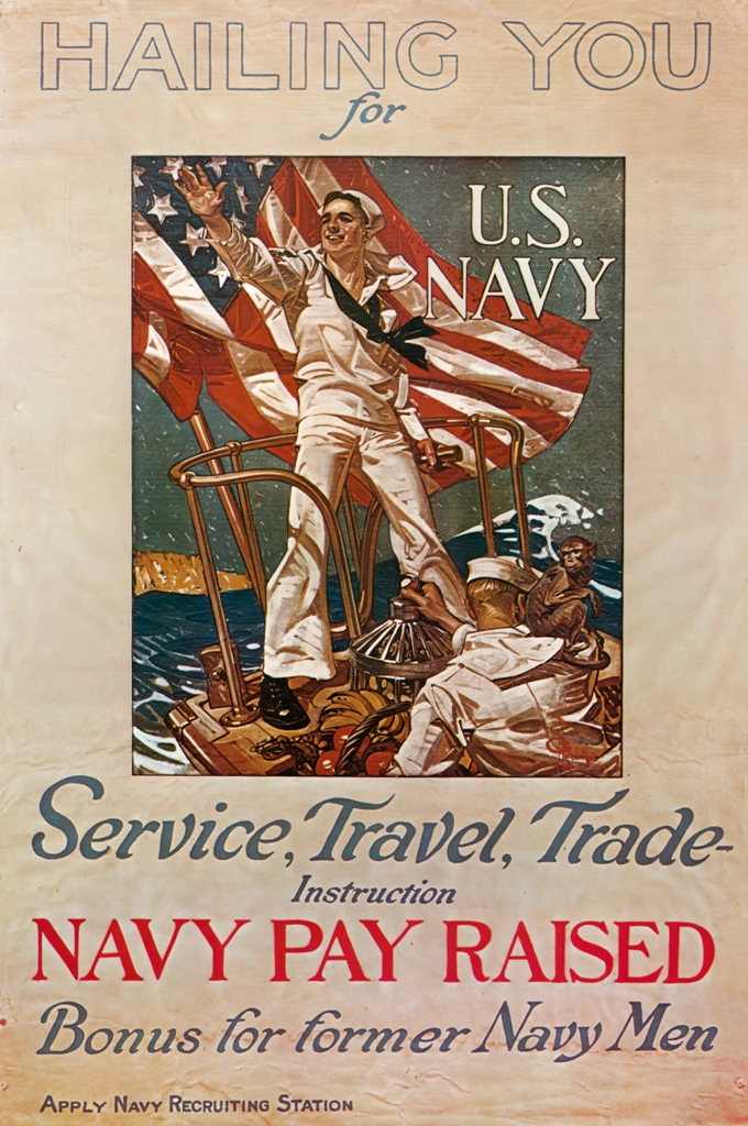 U S Navy Recruitment Poster, 1918.