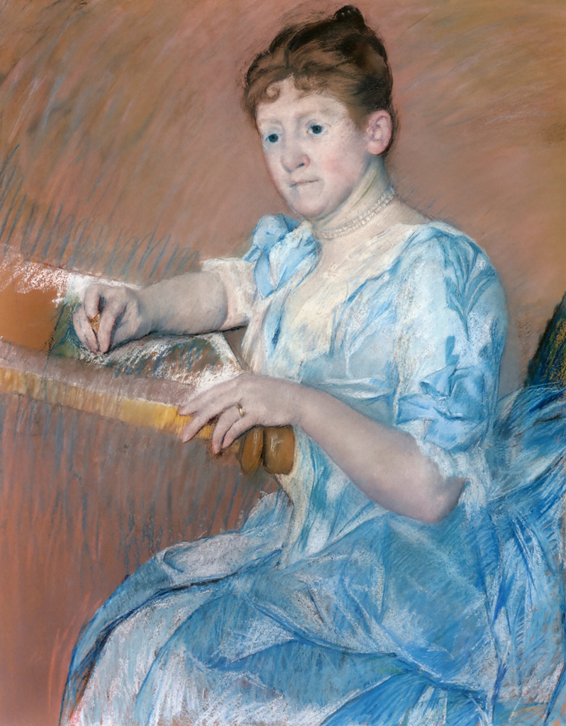 Mrs. Alexander J. Cassatt in a Blue Evening Gown Seated at a Tapestry Fram