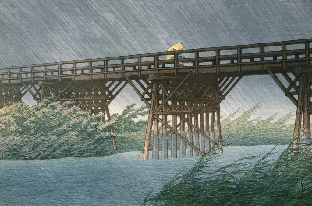 Evening Rain at Imai Bridge