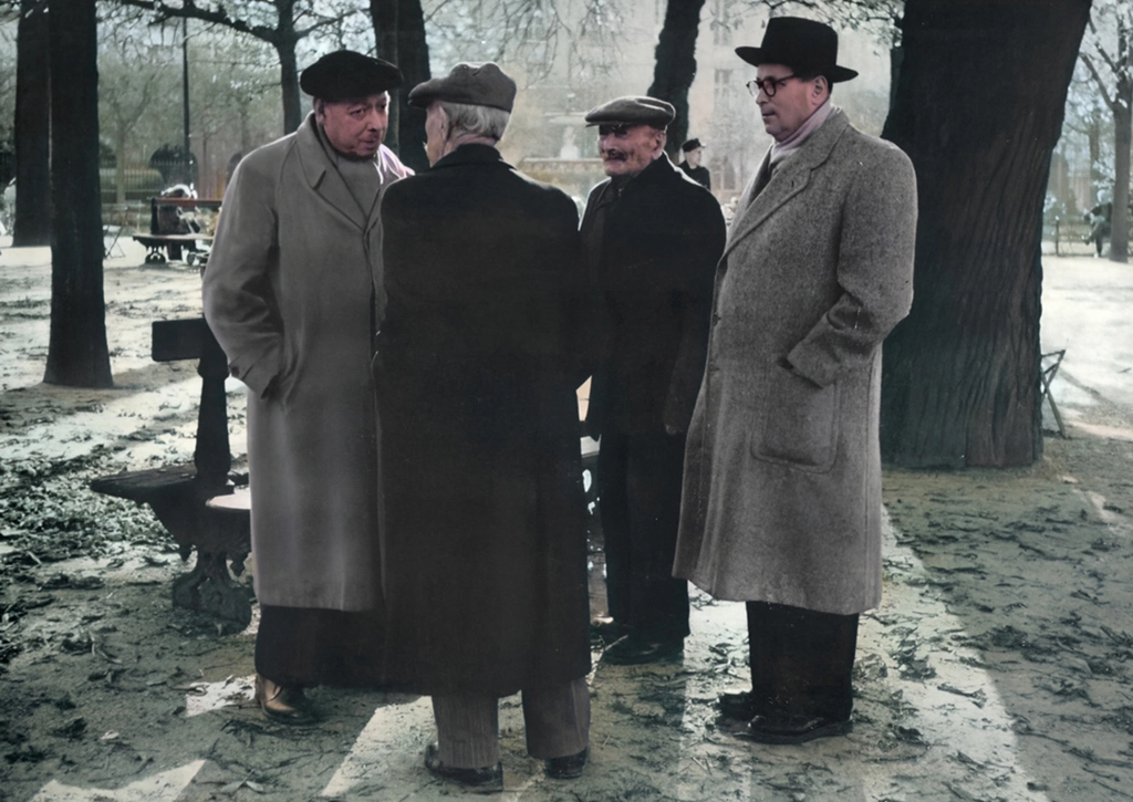 Men in the Street, Paris (AI Colorized)