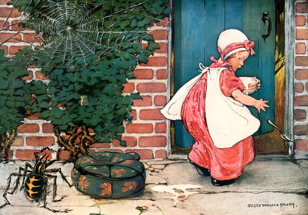 Little Miss Muffet sat on a tuffet (The Jessie Willcox Smith Mother Goose)