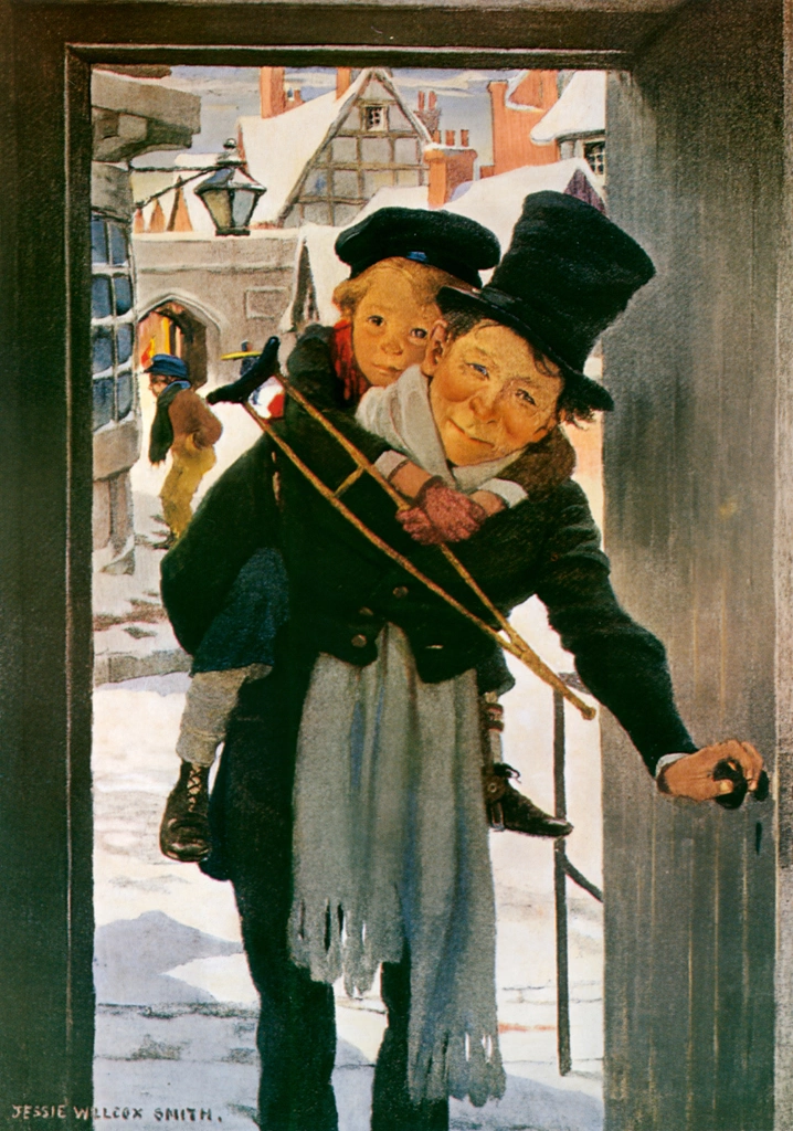 Tiny Tim and Bob Cratchit on Christmas Day (Dickens's Children)