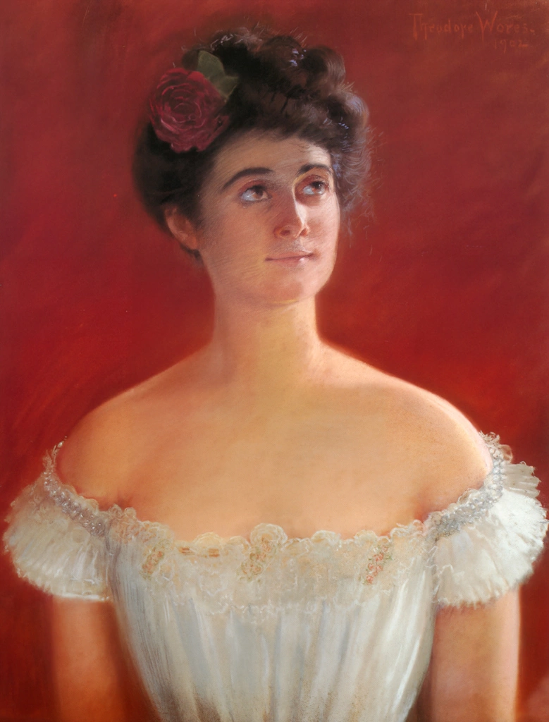 Young Woman with Red Rose