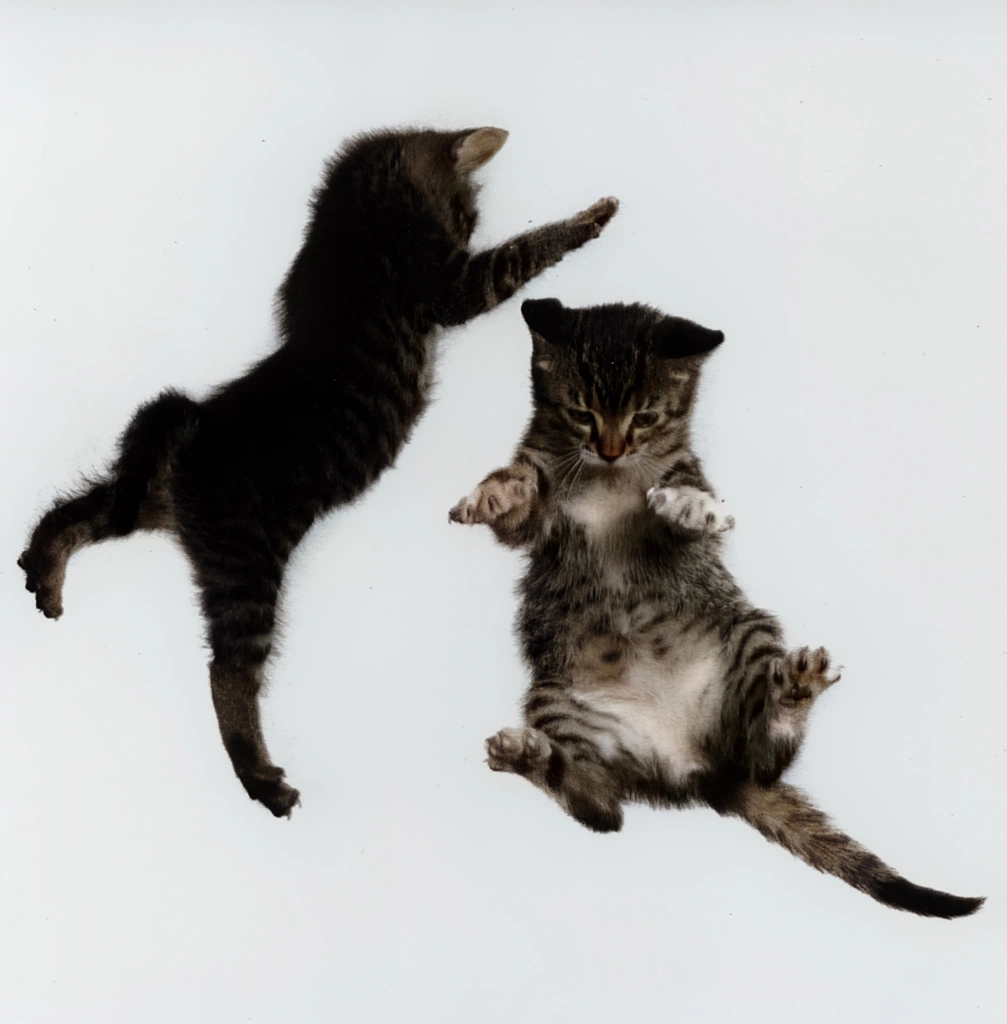 Untitled (Two Falling Kittens #5, AI Colorized)