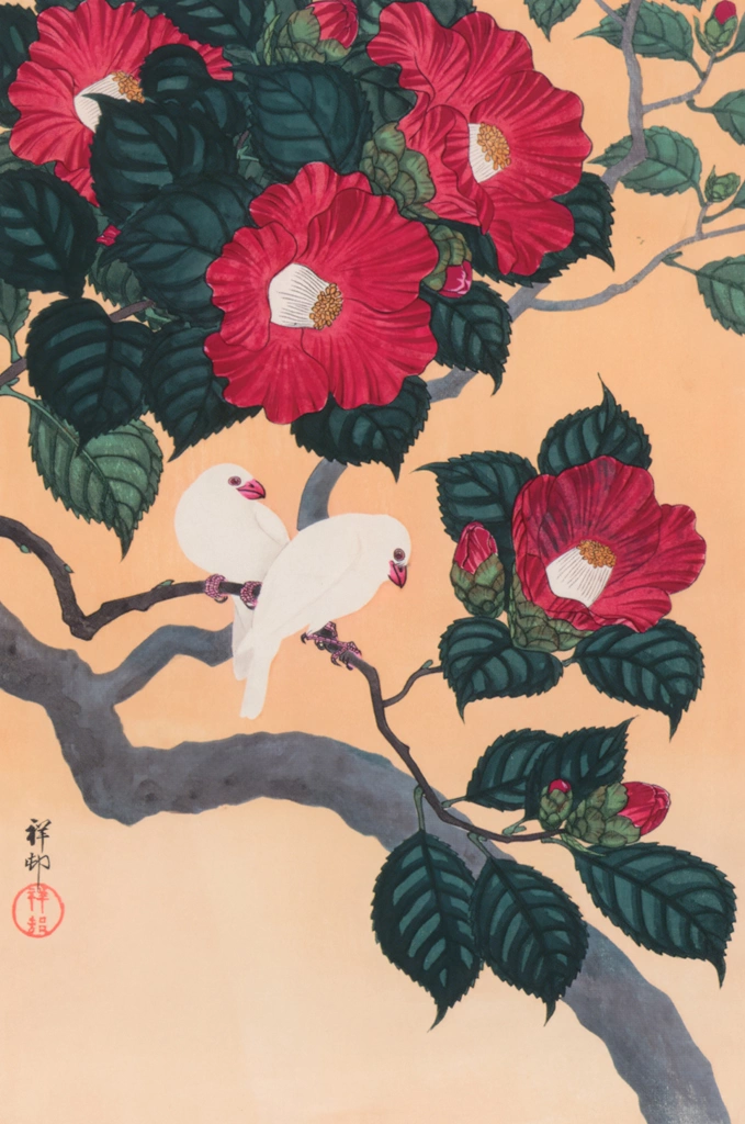 Camellia and Rice Birds