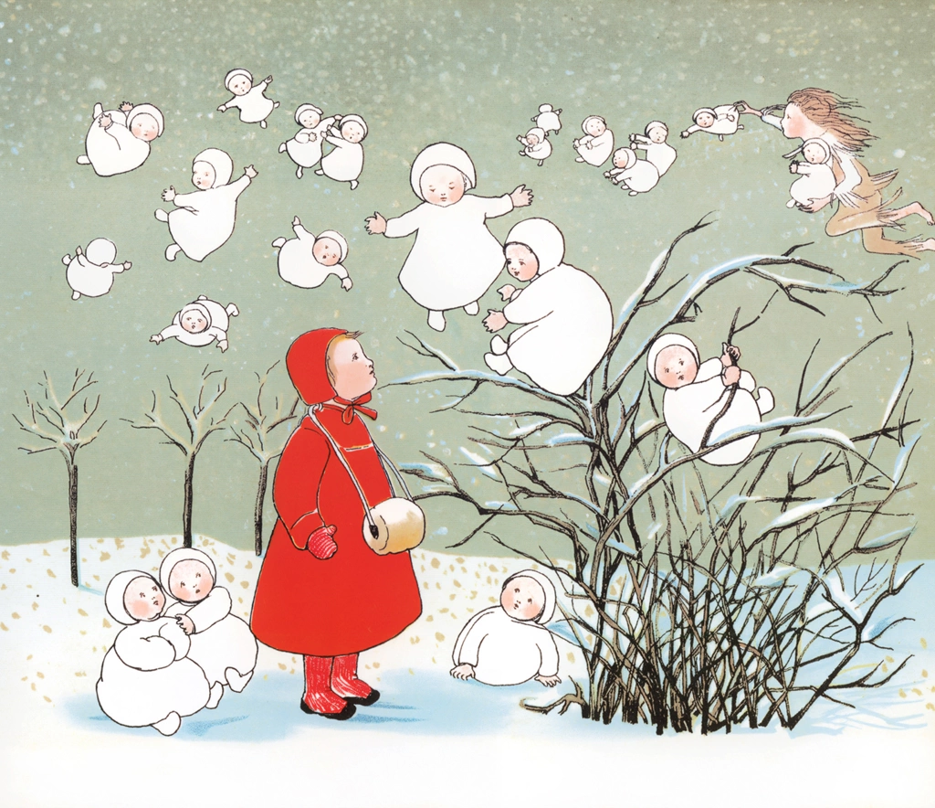 Plate 2 (A girl and the snow children in the garden)