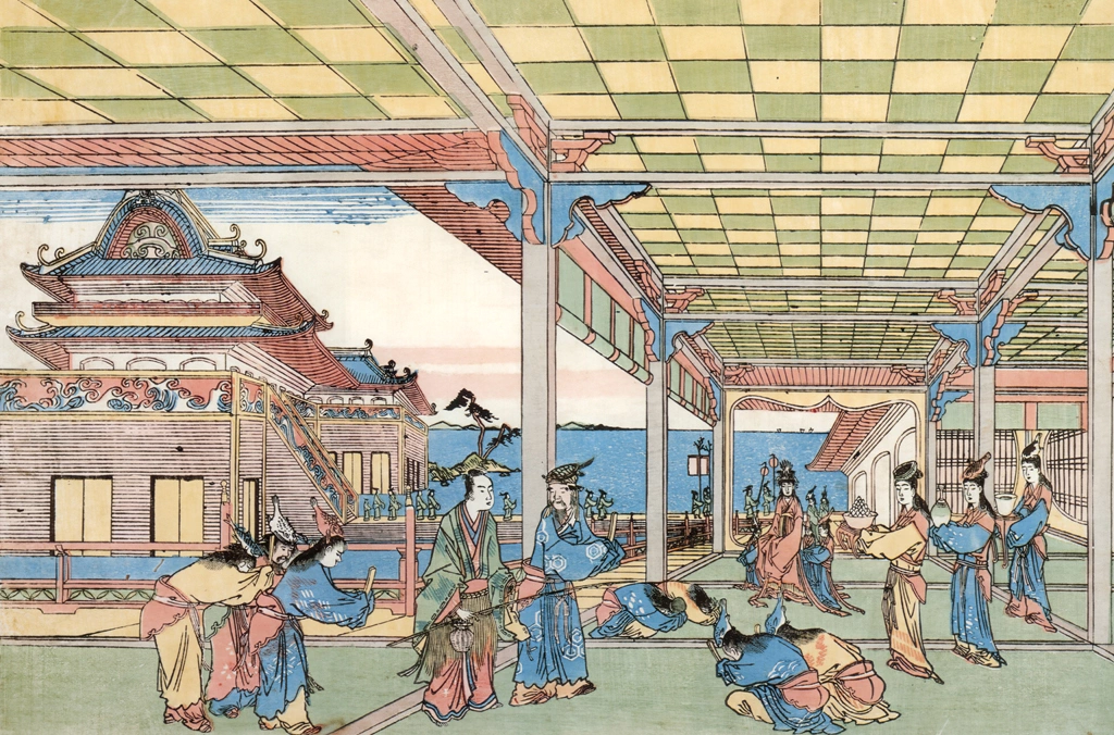 Urashima Tarô Visits the Dragon Palace, from the series Newly Published Perspective Pictures