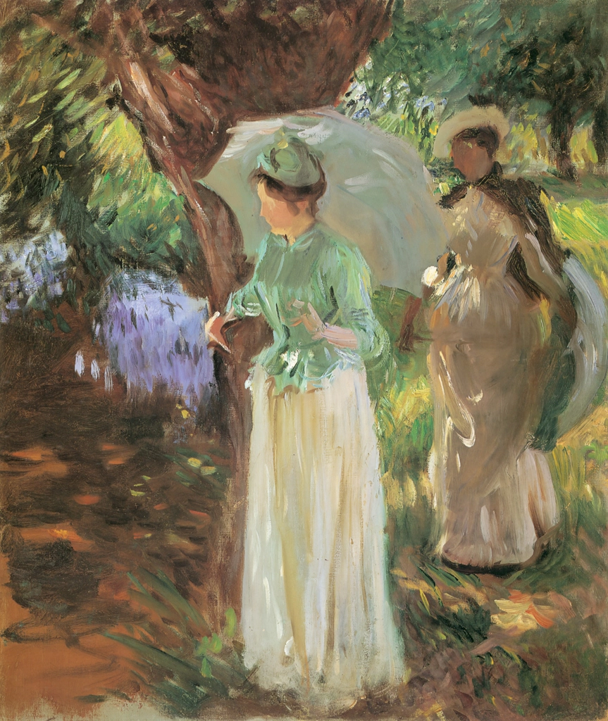 Two Girls with Parasols at Fladbury