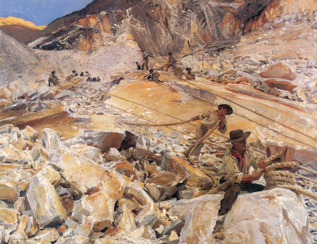 Bringing Down Marble from the Quarries to Carrara