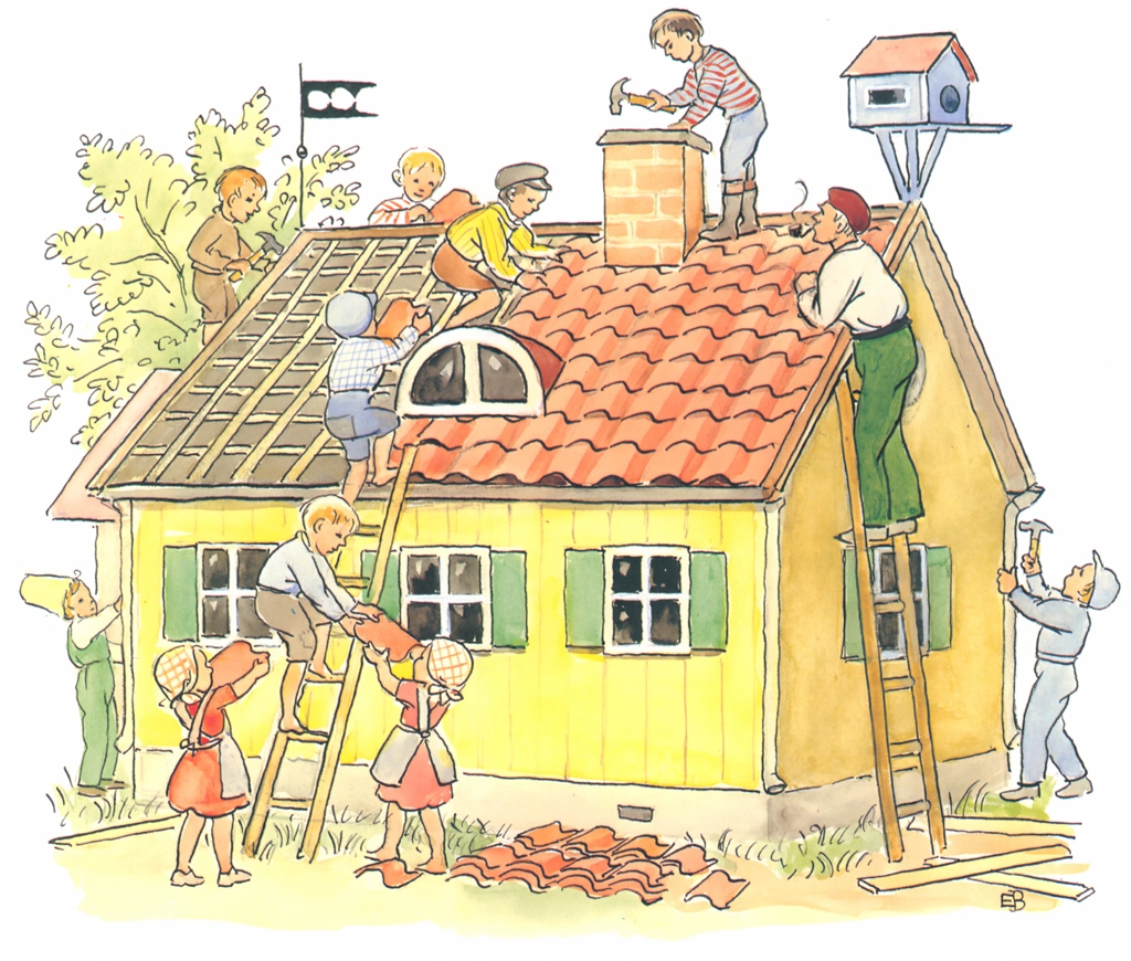 Plate 16 (Children Laying Tiles on the Roof of Peter's House)