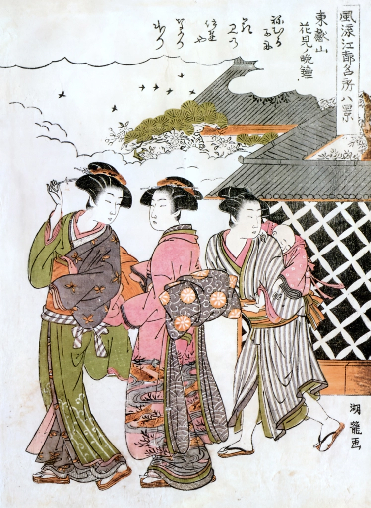 Evening Bells at Tōei-zan in the Cherry Blossom-viewing Season, from the Eight Famous Views of Edo series