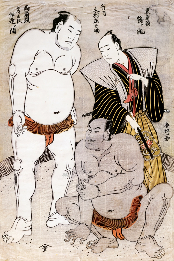 The Senior-grade Sumō Wrestlers Taurugutaki and Dategaseki, and Referee Kimura Shōnosuke