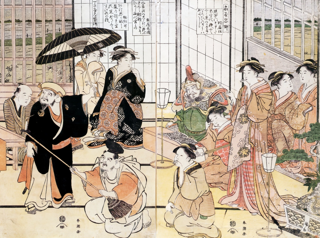 Gods of Fortune and Courtesans in a Representation (mitate) of the Kabuki Play 