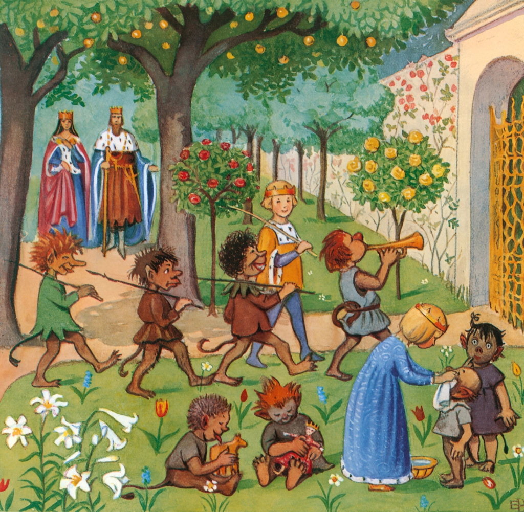 Plate 12 (Kelly and Kai Letting the Troll Children into the Castle Garden)