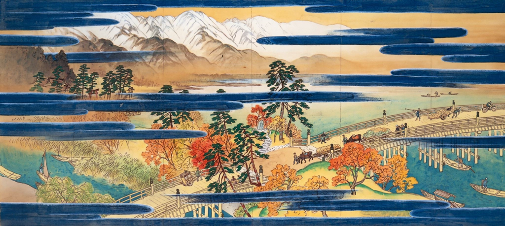 Yugi Region, Folk Song Folding Screen (Left)