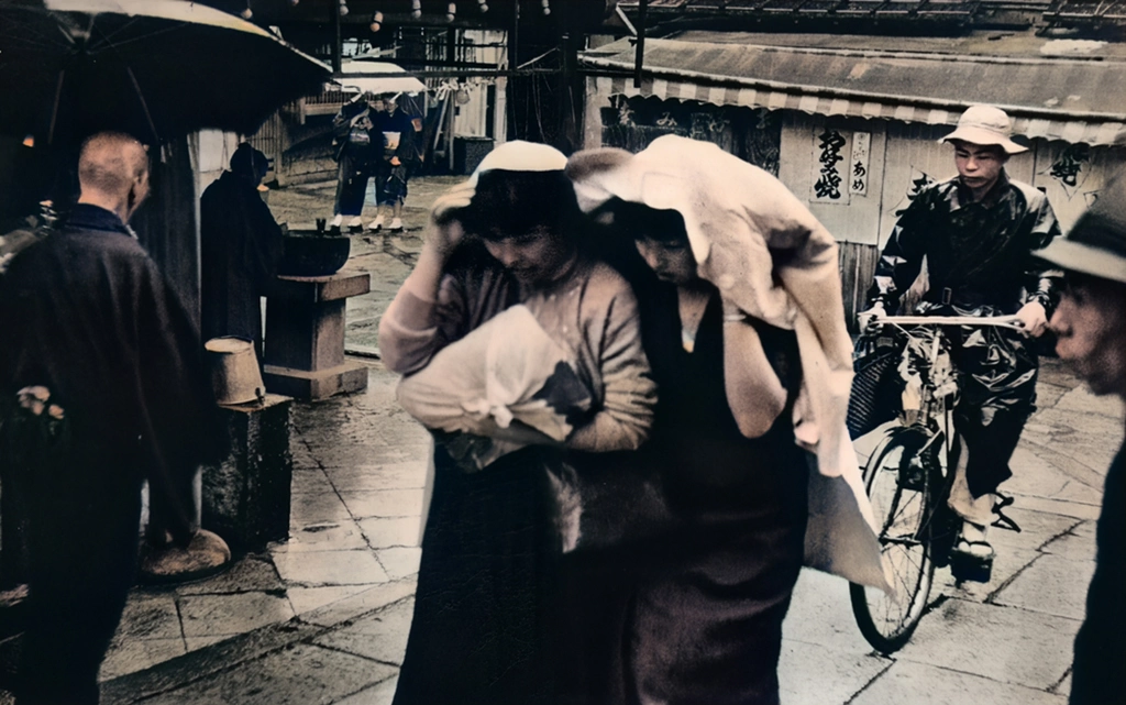 雨の法善寺横丁 （AIカラー化）