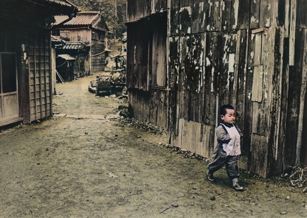 A Child in Sakatejima (AI Colorized)