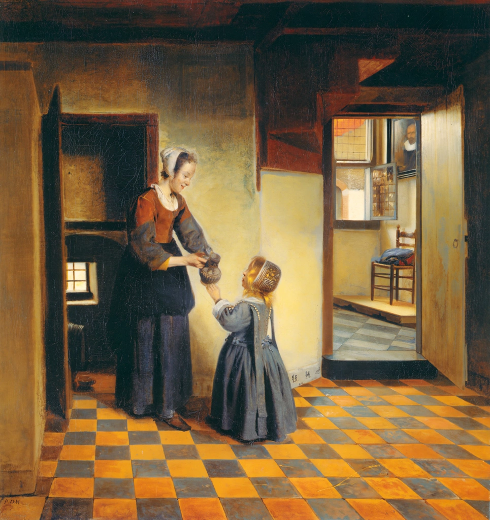 Woman with a Child in a Pantry