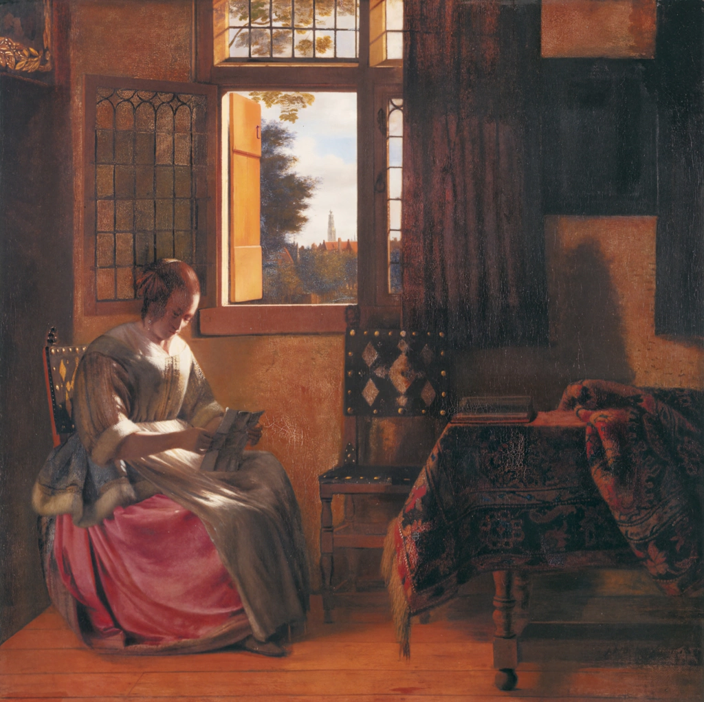 A Woman Reading a Letter by a Window