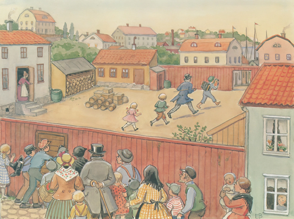 Plate 15 (The Boy, Uncle Blue, Peter and Lotta Running away from the Audience)