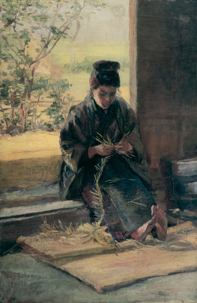 A Girl Braiding Straw