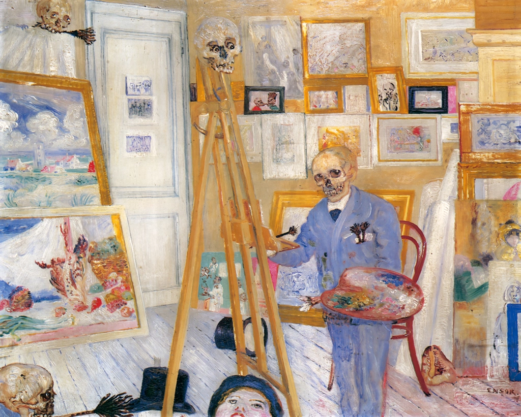 Skeleton painter in his atelier