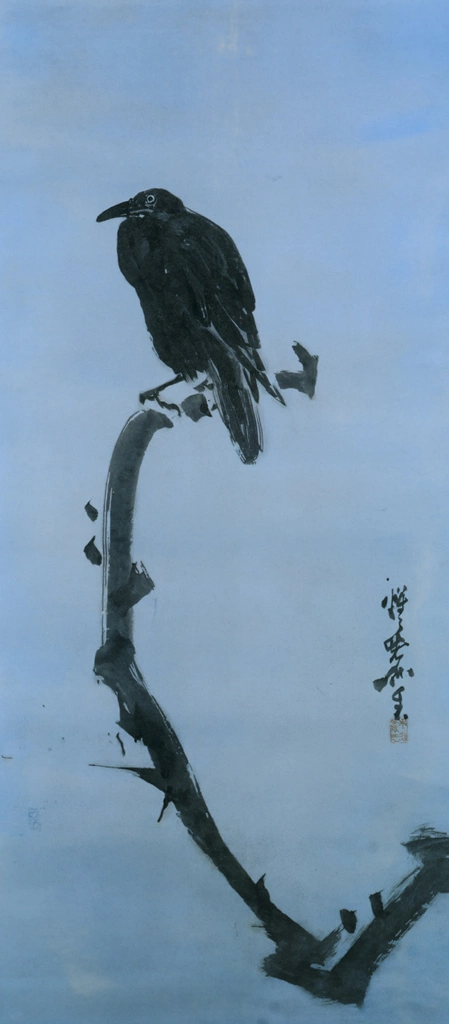 Crow on a Branch at Night